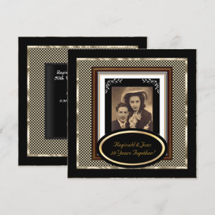 Vintage 50th Wedding Anniversary Black Sepia Gold Invitation