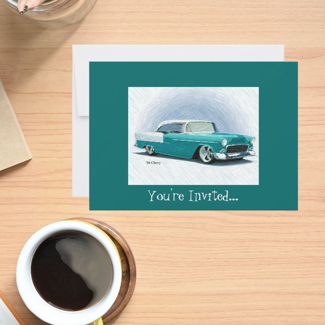 Vintage '56 Chevy Teal Birthday Invites (Creator Uploaded)