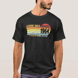 Vintage 57th Birthday Legend Since August 1964 Bor T-Shirt