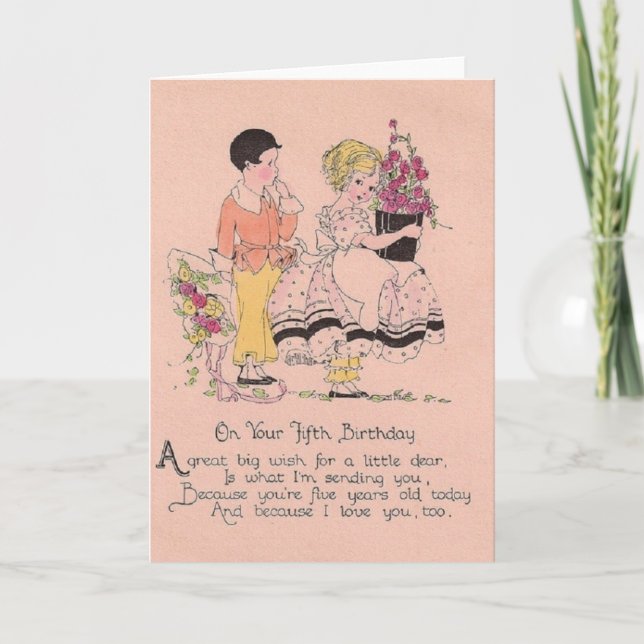 Vintage 5 Year Old Birthday Greeting Card (Front)
