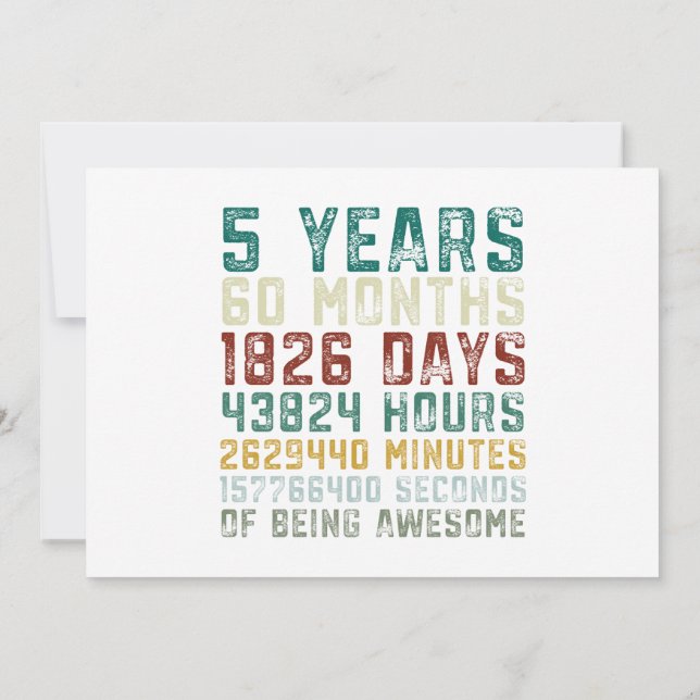 Vintage 5 Years Old 5th Birthday Boy Anniversary Invitation (Back)