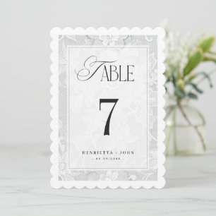 Vintage 5x7 White Lace Wedding Table Number Sign
