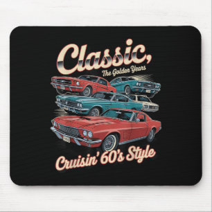Vintage 60s Car Tee Clic Car Design For Men & Mouse Pad