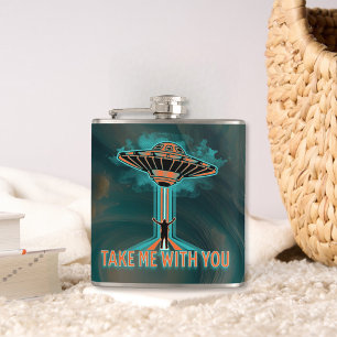Vintage 60's Style Flying Saucer Hip Flask