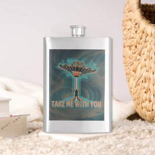 Vintage 60's Style Flying Saucer Hip Flask