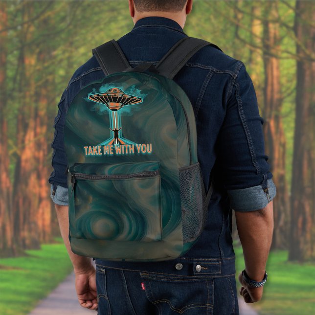 Vintage 60's Style Flying Saucer  Printed Backpack (Creator Uploaded)