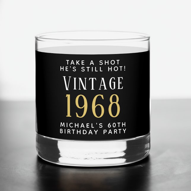 Vintage 60th Birthday Party Black Whiskey Glass (Creator Uploaded)