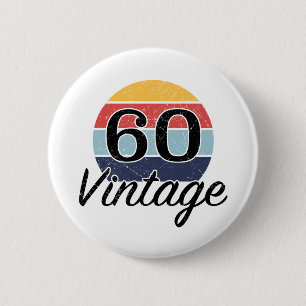Vintage 60th Birthday Sunset 6 Cm Round Badge
