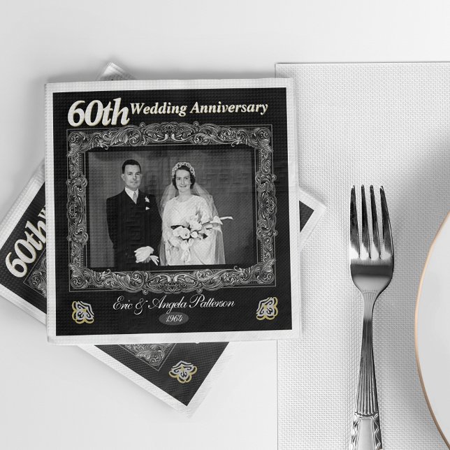 Vintage 60th Wedding Anniversary Napkin (Creator Uploaded)