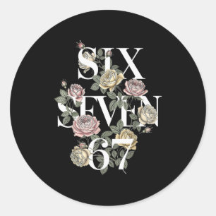 Vintage 67 Six Seven Meme Floral Boho Wildflower 6 Classic Round Sticker