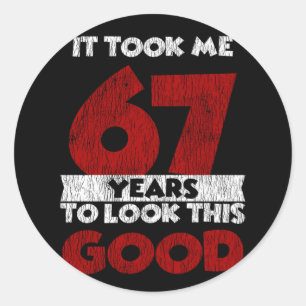 Vintage 67 Years Old Funny 67th Birthday Gift Classic Round Sticker