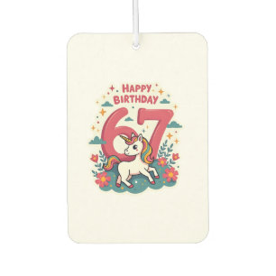 Vintage 67th Birthday Unicorn Rainbow Cute Cartoon Car Air Freshener