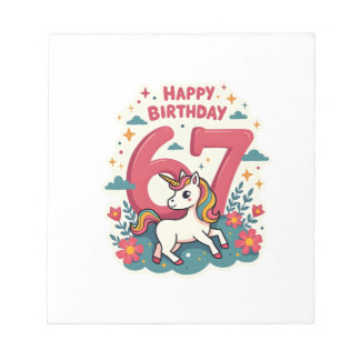Vintage 67th Birthday Unicorn Rainbow Cute Cartoon Notepad