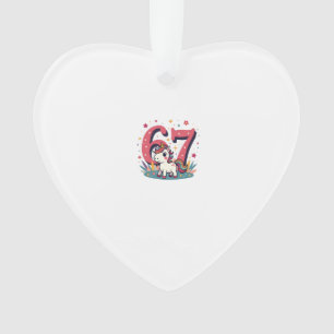 Vintage 67th Birthday Unicorn Rainbow Cute Cartoon Ornament
