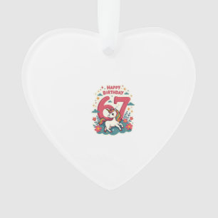 Vintage 67th Birthday Unicorn Rainbow Cute Cartoon Ornament