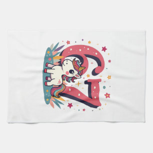Vintage 67th Birthday Unicorn Rainbow Cute Cartoon Tea Towel
