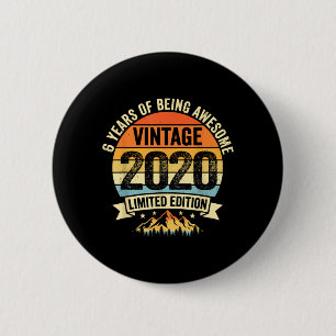 Vintage 6 Birthday Decorations Men 6yr 2020 6th Cm Round Badge