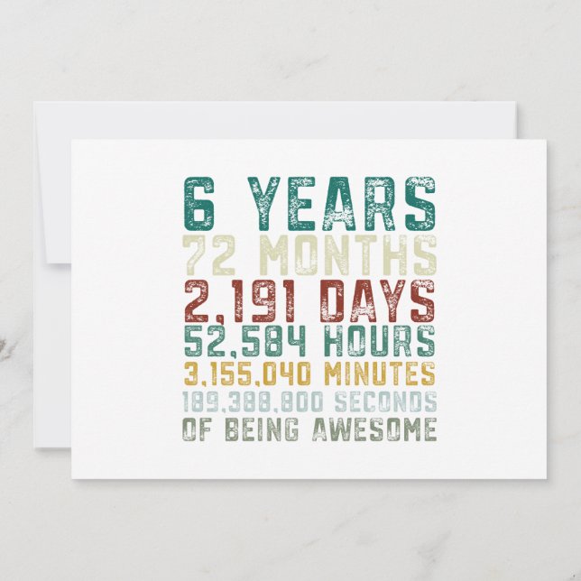 Vintage 6 Years Old 6th Birthday Boy Anniversary Invitation (Back)