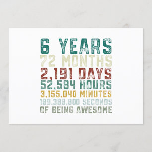 Vintage 6 Years Old 6th Birthday Boy Anniversary Invitation