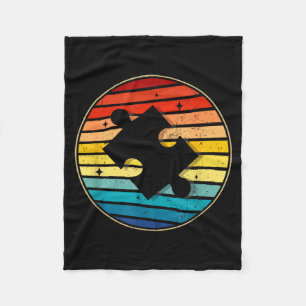Vintage 70s 80s puzzle autism awareness day kids fleece blanket