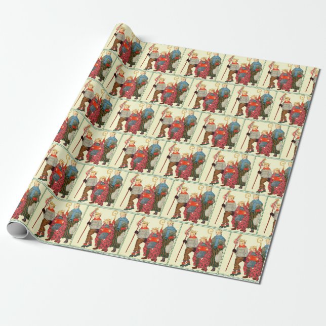 Vintage 70s Christmas wrapping paper (Unrolled)
