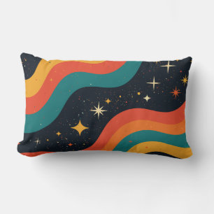 Vintage 70s Cosmic Dream Groovy Wavy Retro Lumbar Cushion