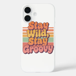 Vintage 70s Hippie Stay Wild Stay Groovy iPhone 16 Case