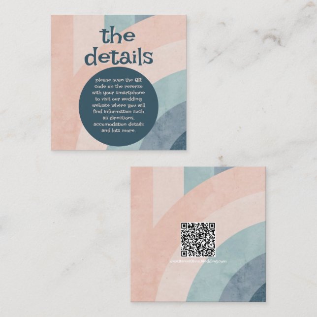 Vintage 70s Rainbow Wedding Enclosure Card (Front/Back)