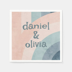 Vintage 70s Rainbow Wedding Napkin