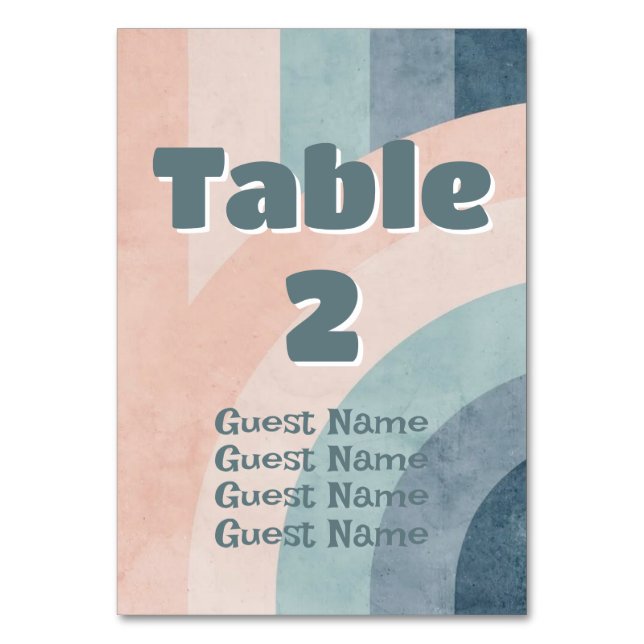 Vintage 70s Rainbow Wedding Table Number (Back)