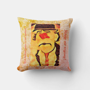 Vintage 70s Sad Clown Drawing (D1) Editable  Throw Cushion