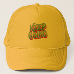 Vintage 70s Style Keep Going Colourful Quote Trucker Hat