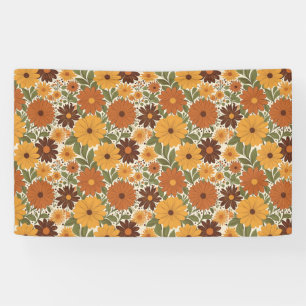 vintage 70s styled floral/flower banner