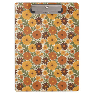 vintage 70s styled floral/flower clipboard