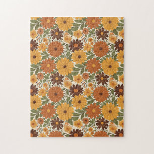 vintage 70s styled floral/flower jigsaw puzzle
