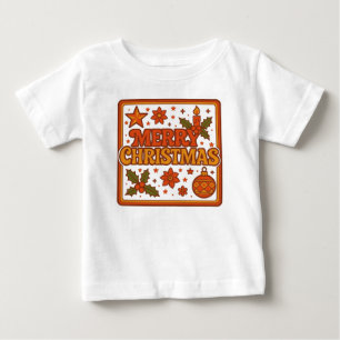 Vintage 70s styled Merry Christmas  Baby T-Shirt