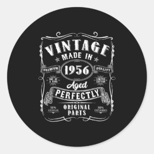 Vintage 70th Birthday Decorations Men Funny 1956 7 Classic Round Sticker
