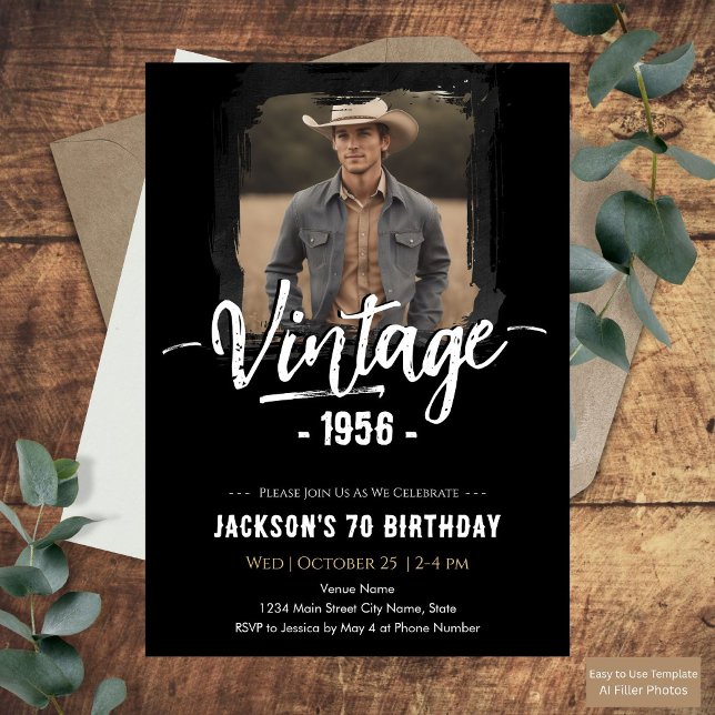 Vintage 70th Birthday  Invitation (Creator Uploaded)