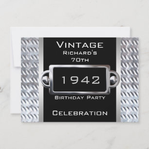 Vintage 70th Black Metal Birthday Party Invitation