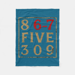 Vintage 80s 867 Five 309 Funny Retro Gen Alpha Mem Fleece Blanket