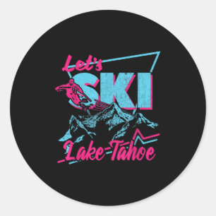 Vintage 80s 90s Skiing Clothes - Retro Lake Tacute Classic Round Sticker