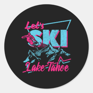 Vintage 80s 90s Skiing Clothing Retro Lake Tahoe Classic Round Sticker