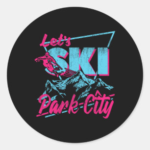 Vintage 80s 90s Skiing Clothing Retro Park City Sk Classic Round Sticker