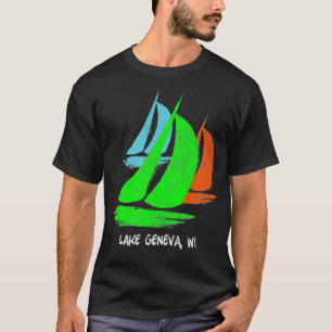 Vintage 80's 90's Style Lake Geneva, WI Sailing  T-Shirt