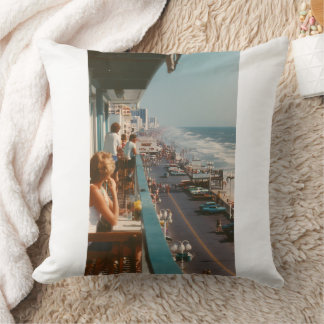 Vintage 80s Beach Boardwalk Graphic Tee - Retro Co Cushion
