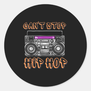 Vintage 80's Can't Stop Hip Hop Boombox Classic Round Sticker