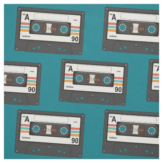 Vintage 80's Cassette Tapes Fabric (Swatch)