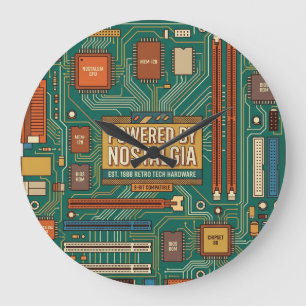 Vintage 80s Computer Motherboard "Powered By Nosta Large Clock