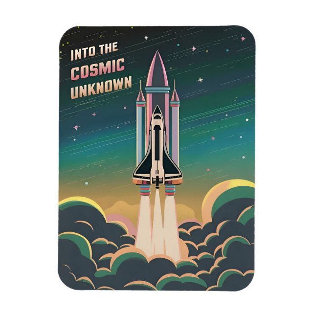 Vintage 80s Graphic LoFi Retrowave Space Shuttle Magnet (Vertical)
