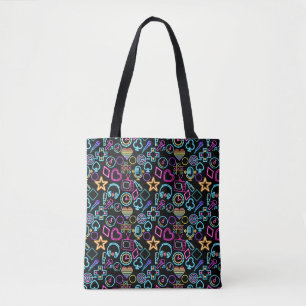 Vintage 80's Neon Light Pattern 01x4 Tote Bag